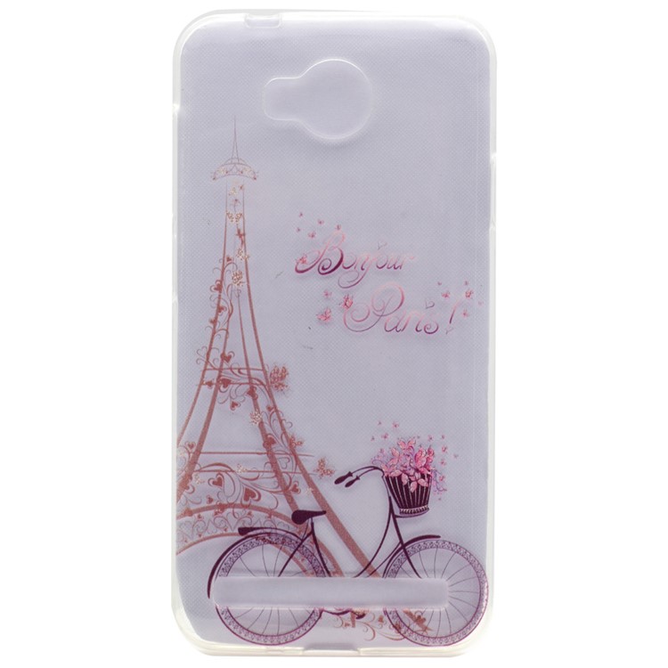 Patterned Clear TPU Case for Huawei Y3II / Y3 II - Eiffel Tower and Bike-1