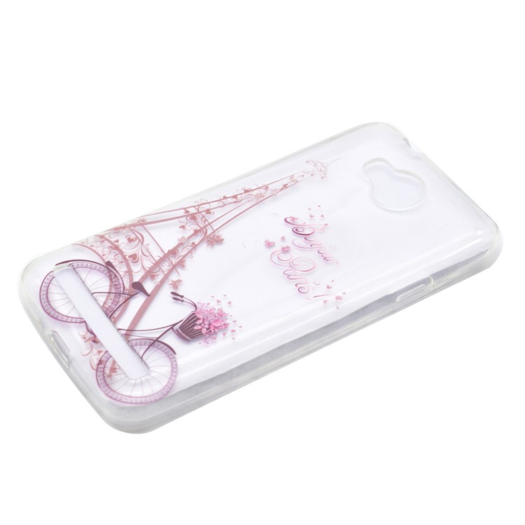 Patterned Clear TPU Case for Huawei Y3II / Y3 II - Eiffel Tower and Bike-2
