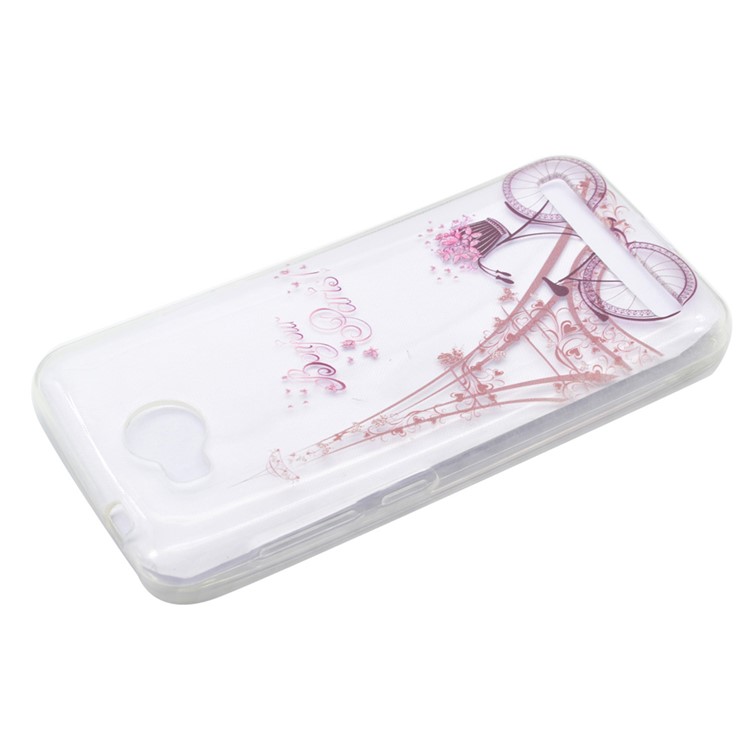 Patterned Clear TPU Case for Huawei Y3II / Y3 II - Eiffel Tower and Bike-3