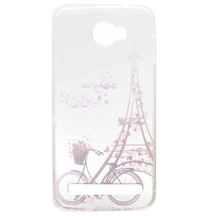 Patterned Clear TPU Case for Huawei Y3II / Y3 II - Eiffel Tower and Bike-4