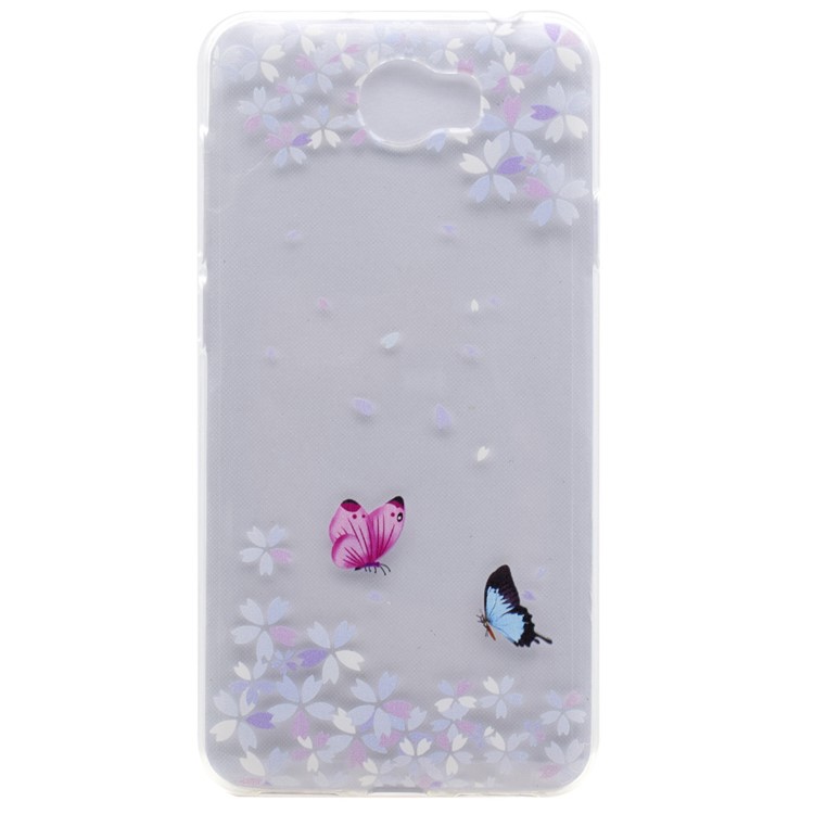 Soft TPU Cover Case for Y5II / Y5 II - Flowers and Butterflies-1