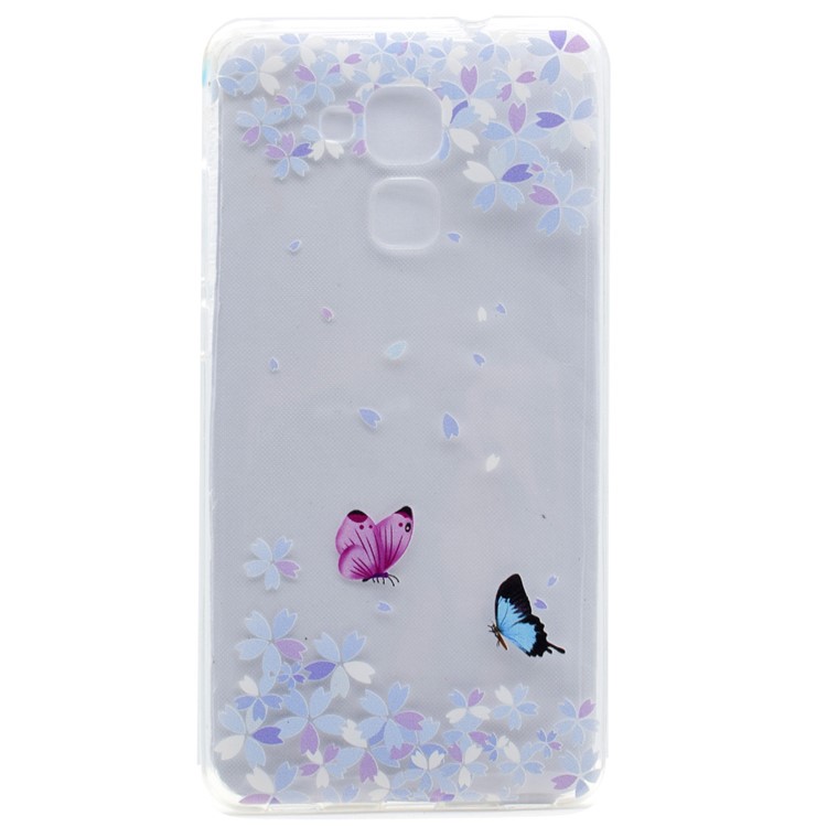 Pattern Printing Soft TPU Back Case for Huawei Honor 5C / GT3 - Butterflies and Flowers-1