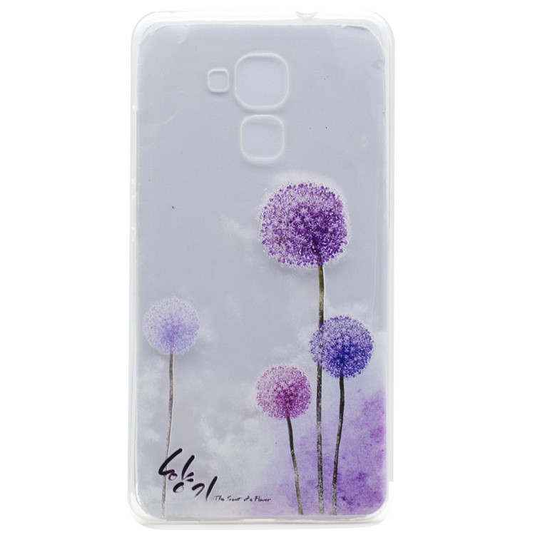 Pattern Printing TPU Jelly Cover for Huawei Honor 5C / GT3 - Purple Dandelions-1