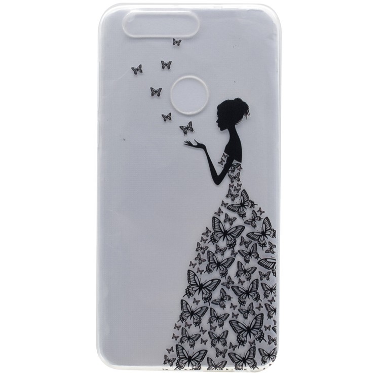 For Huawei Honor 8 Patterned TPU Gel Case Skin - Lady in Butterfly Dress-1