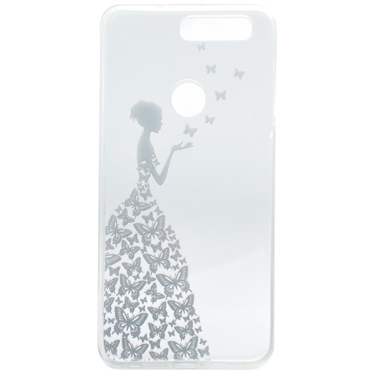 For Huawei Honor 8 Patterned TPU Gel Case Skin - Lady in Butterfly Dress-4