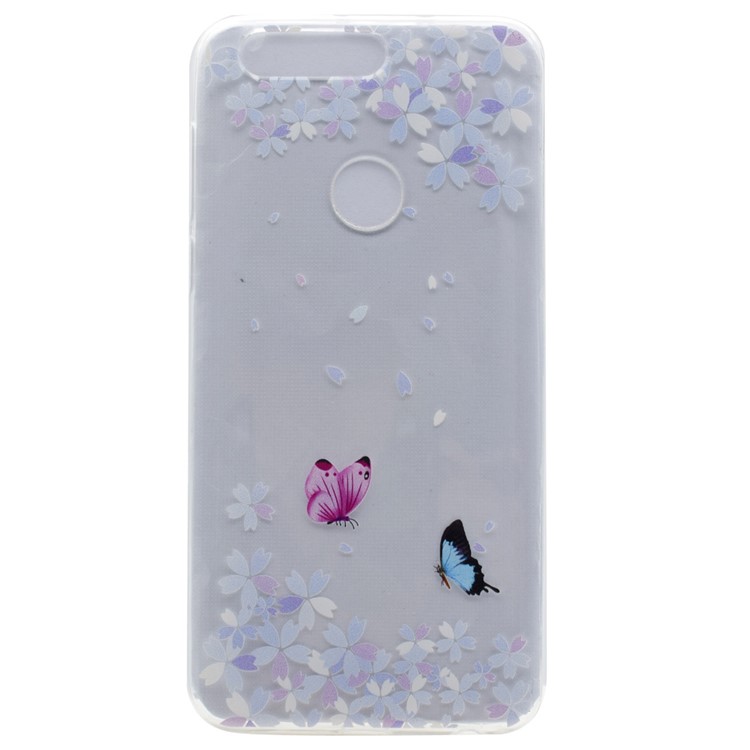 Soft TPU Patterned Case for Huawei Honor 8 - Butterflies and Flowers-1