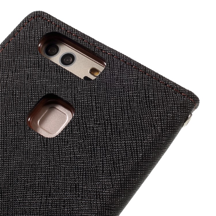 MERCURY GOOSPERY Leather Wallet Cover for Huawei P9 Plus - Brown / Black-8