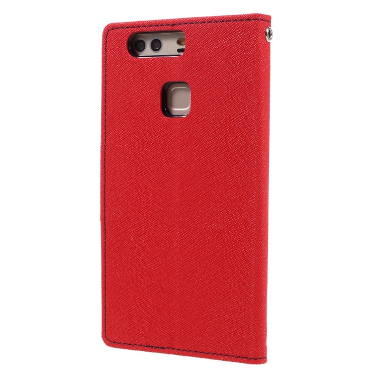 MERCURY GOOSPERY Leather Wallet Case Cover for Huawei P9 Plus - Red-2