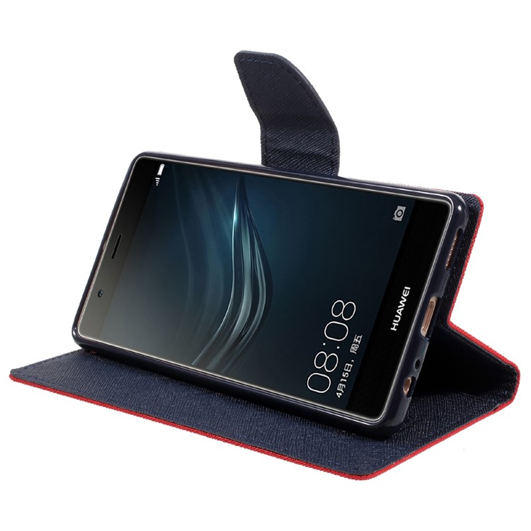 MERCURY GOOSPERY Leather Wallet Case Cover for Huawei P9 Plus - Red-4