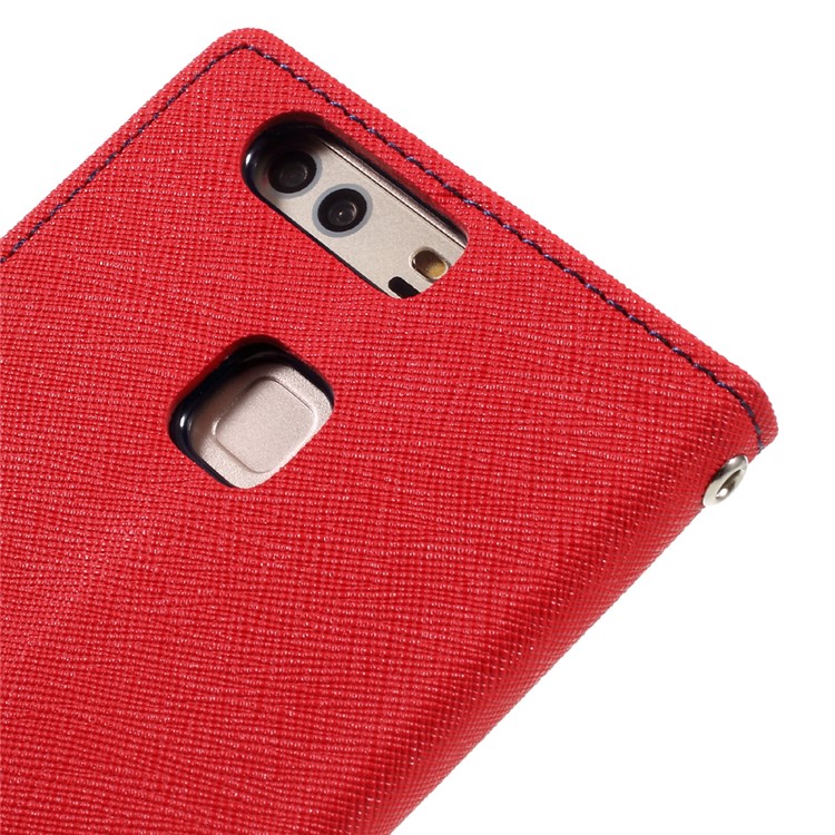 MERCURY GOOSPERY Leather Wallet Case Cover for Huawei P9 Plus - Red-8