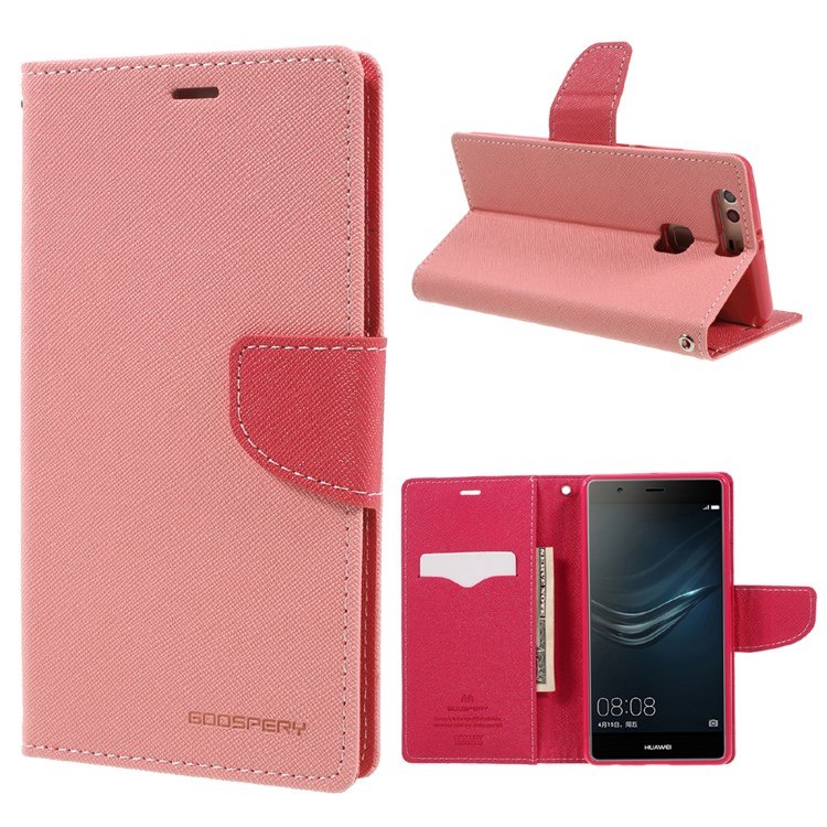 MERCURY GOOSPERY PU Leather Wallet Case for Huawei P9 Plus - Pink-1