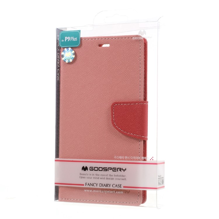 MERCURY GOOSPERY PU Leather Wallet Case for Huawei P9 Plus - Pink-12