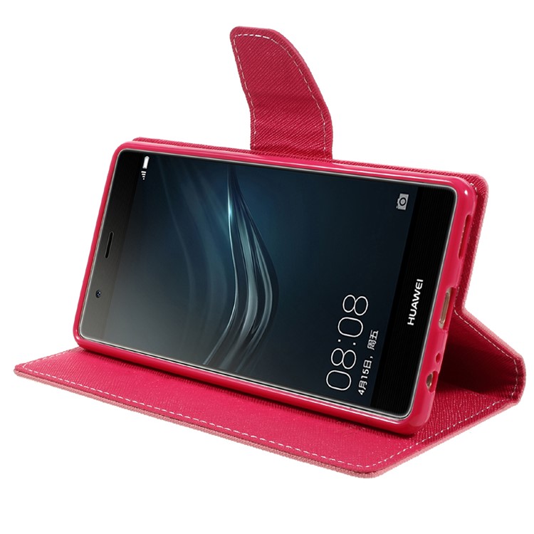 MERCURY GOOSPERY PU Leather Wallet Case for Huawei P9 Plus - Pink-4