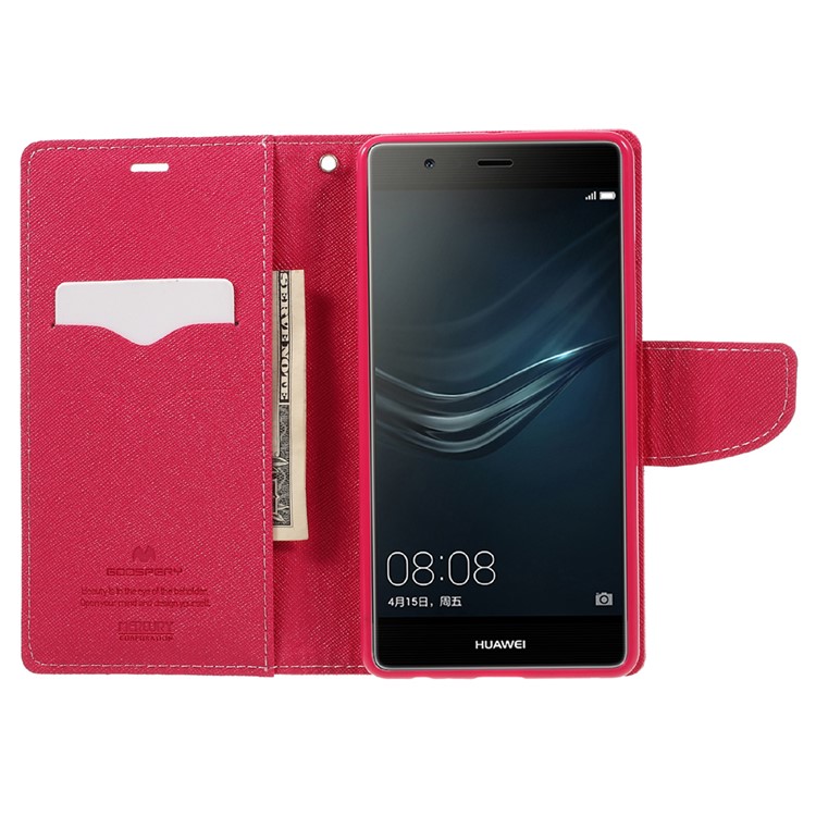 MERCURY GOOSPERY PU Leather Wallet Case for Huawei P9 Plus - Pink-6