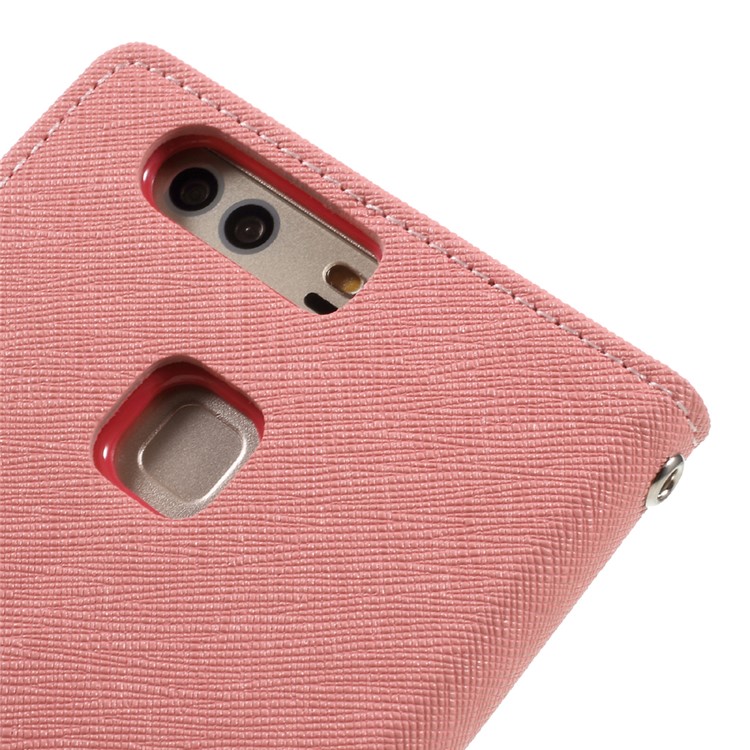 MERCURY GOOSPERY PU Leather Wallet Case for Huawei P9 Plus - Pink-8