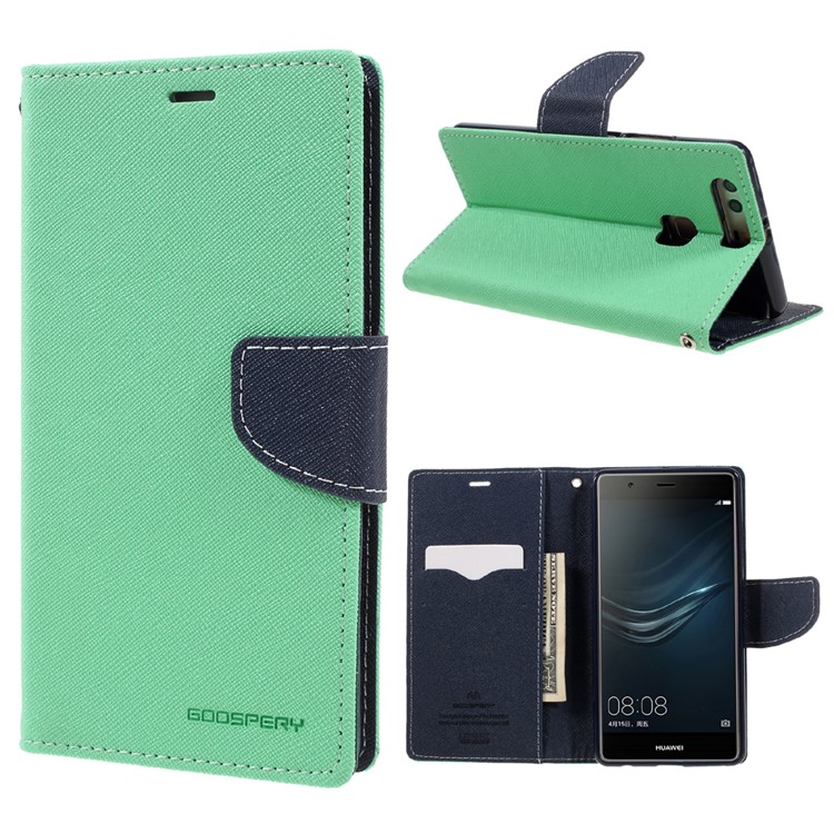 MERCURY GOOSPERY Leather Card Holder Case for Huawei P9 Plus - Cyan-1