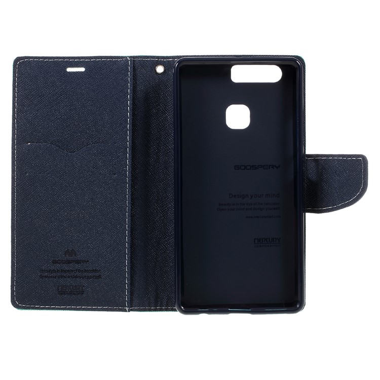 MERCURY GOOSPERY Leather Card Holder Case for Huawei P9 Plus - Cyan-11