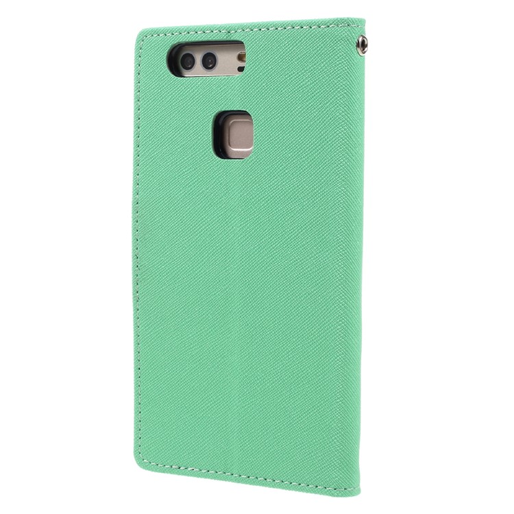 MERCURY GOOSPERY Leather Card Holder Case for Huawei P9 Plus - Cyan-2