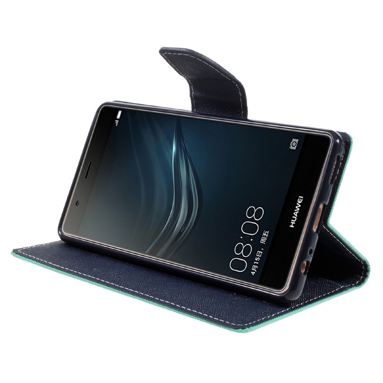 MERCURY GOOSPERY Leather Card Holder Case for Huawei P9 Plus - Cyan-4