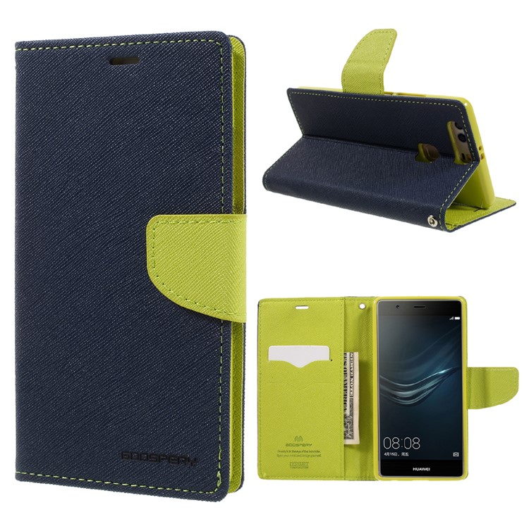 MERCURY GOOSPERY Magnetic Leather Stand Case for Huawei P9 Plus - Dark Blue-1