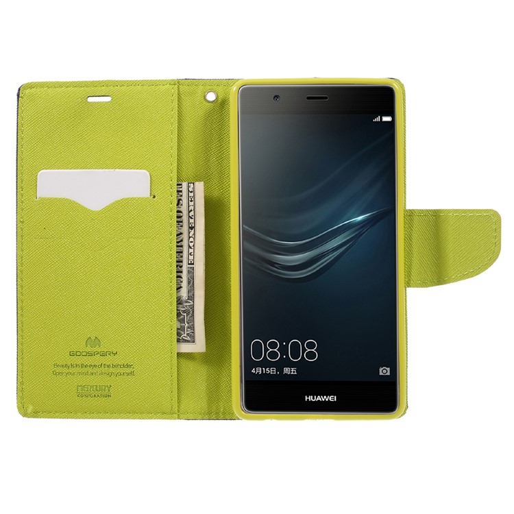 MERCURY GOOSPERY Magnetic Leather Stand Case for Huawei P9 Plus - Dark Blue-6