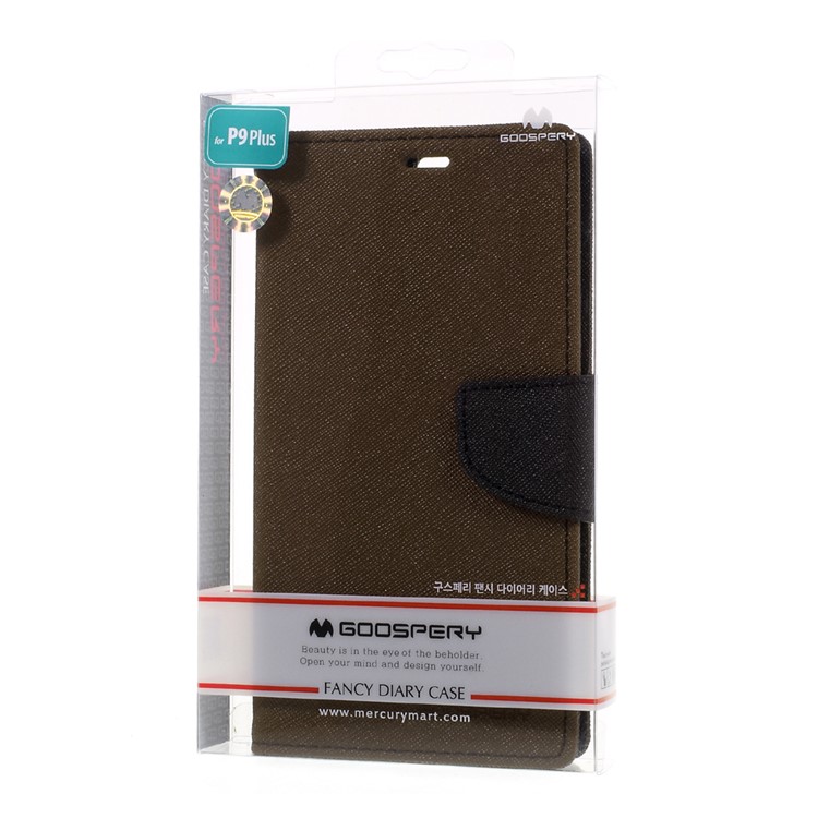 MERCURY GOOSPERY Phone Leather Wallet Case for Huawei P9 Plus - Brown-12