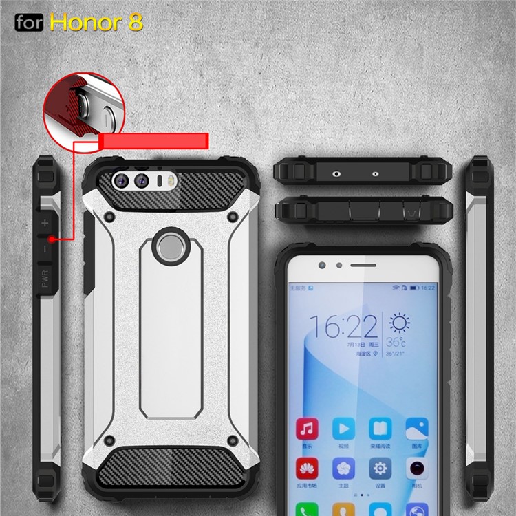 Armor Guard Plastic + TPU Hybrid Cover for Huawei Honor 8 - White-3