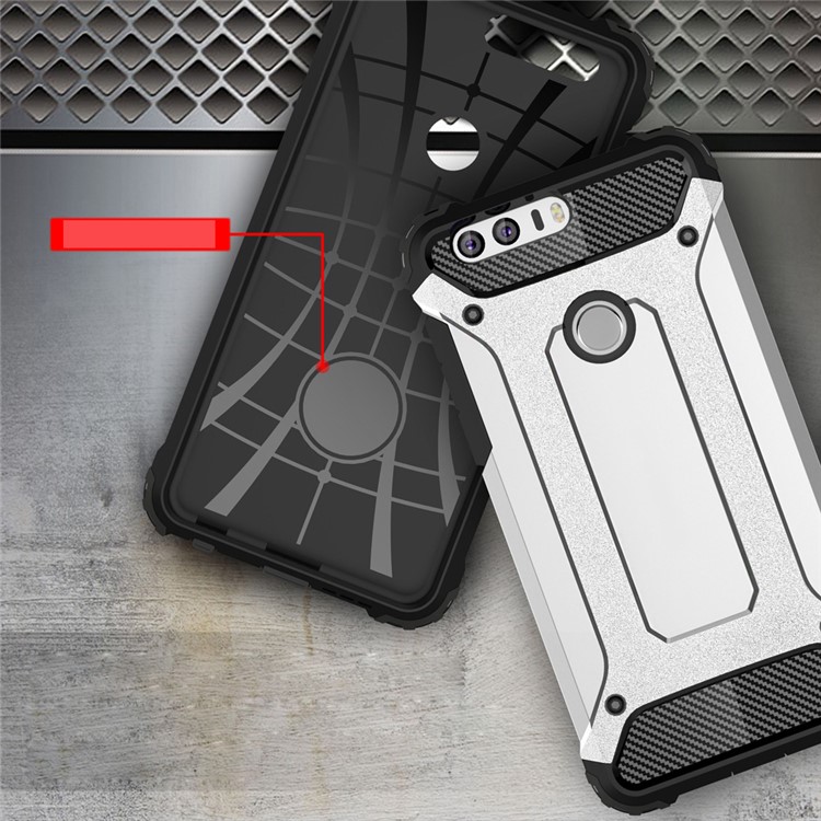 Armor Guard Plastic + TPU Hybrid Cover for Huawei Honor 8 - White-6