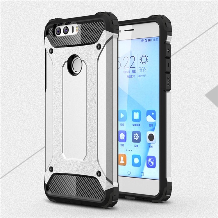 Armor Guard Plastic + TPU Hybrid Shell for Huawei Honor 8 - Silver-1