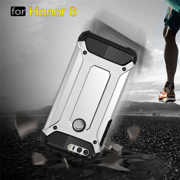 Armor Guard Plastic + TPU Hybrid Shell for Huawei Honor 8 - Silver-2