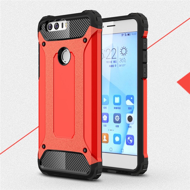 Armor Guard Plastic + TPU Hybrid Back Cover for Huawei Honor 8 - Red-1