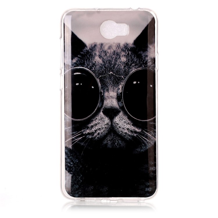 Soft IMD TPU Cover for Y5II / Y5 II - Adorable Cat Wearing Glasses-1