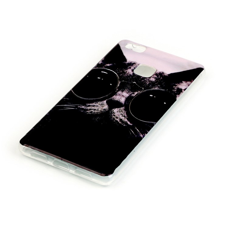 Soft IMD TPU Shell Case for Huawei P9 Lite - Adorable Cat Wearing Glasses-2