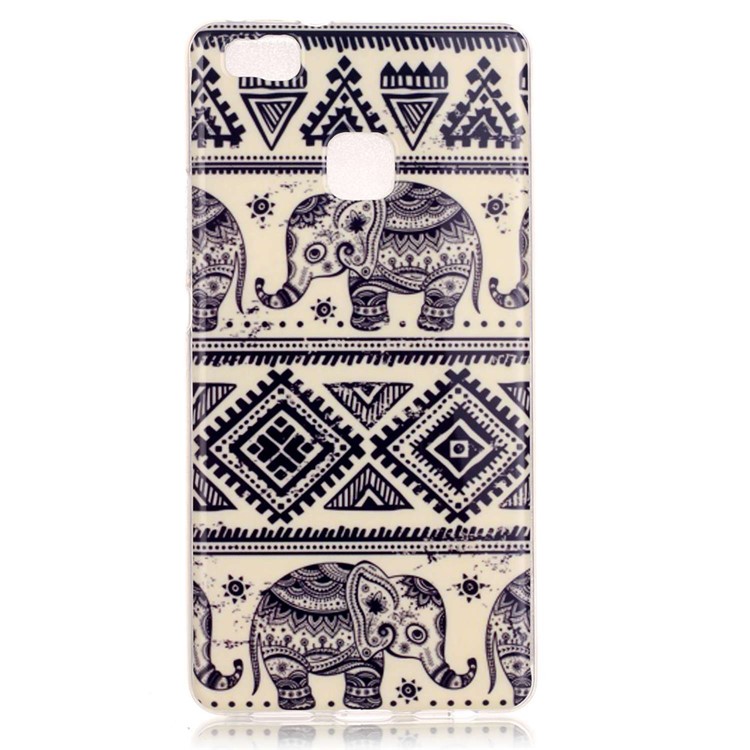 Soft IMD TPU Cover Case for Huawei P9 Lite - Elephant and Geometric Pattern-1