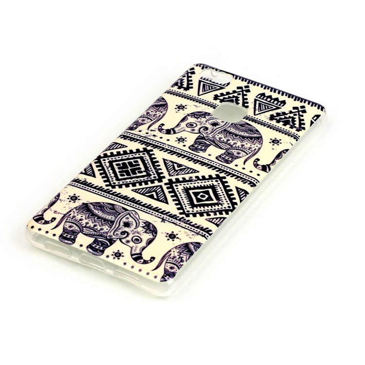 Soft IMD TPU Cover Case for Huawei P9 Lite - Elephant and Geometric Pattern-2