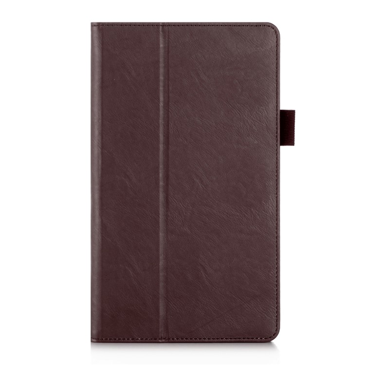 Leather Card Slot Stand Shell with Elastic Strap for Huawei MediaPad M3 8.4 - Brown-1