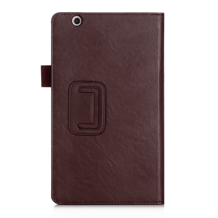 Leather Card Slot Stand Shell with Elastic Strap for Huawei MediaPad M3 8.4 - Brown-2