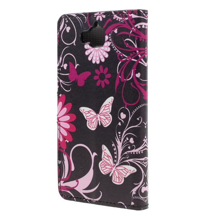 Pattern Printing Wallet Leather Stand Case for Huawei Y6 Pro / Enjoy 5 - Butterfly and Flower-2