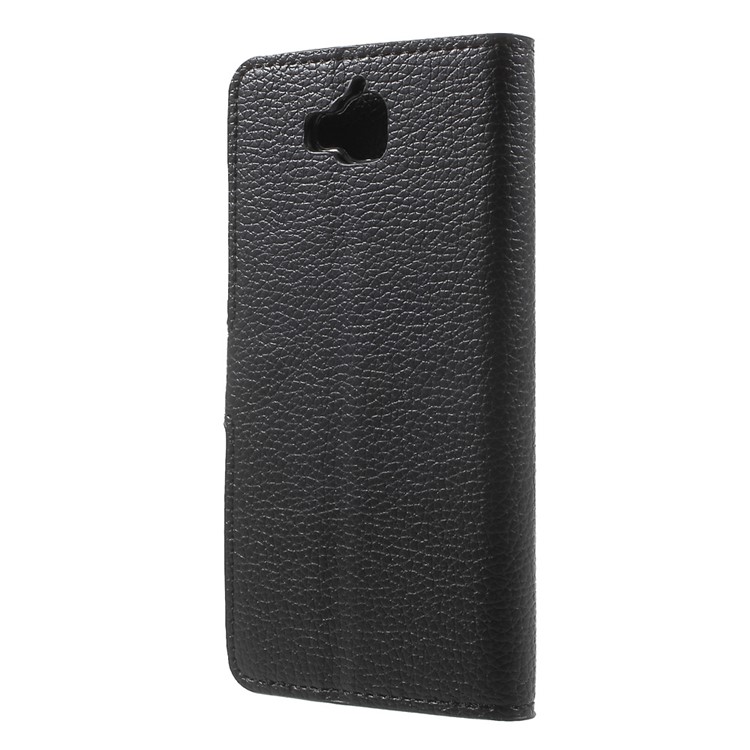 Litchi Texture Leather Wallet Case for Huawei Y6 Pro / Enjoy 5 - Black-2