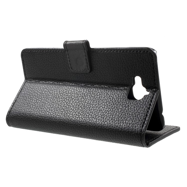 Litchi Texture Leather Wallet Case for Huawei Y6 Pro / Enjoy 5 - Black-3