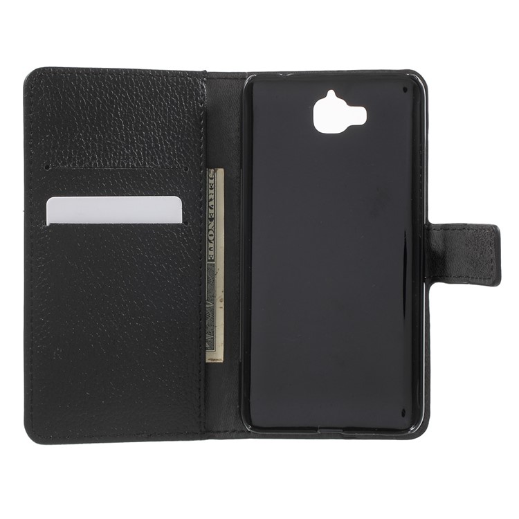 Litchi Texture Leather Wallet Case for Huawei Y6 Pro / Enjoy 5 - Black-4