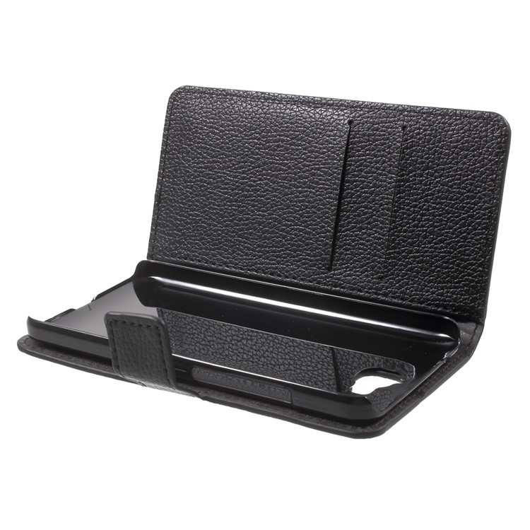Litchi Texture Leather Wallet Case for Huawei Y6 Pro / Enjoy 5 - Black-5