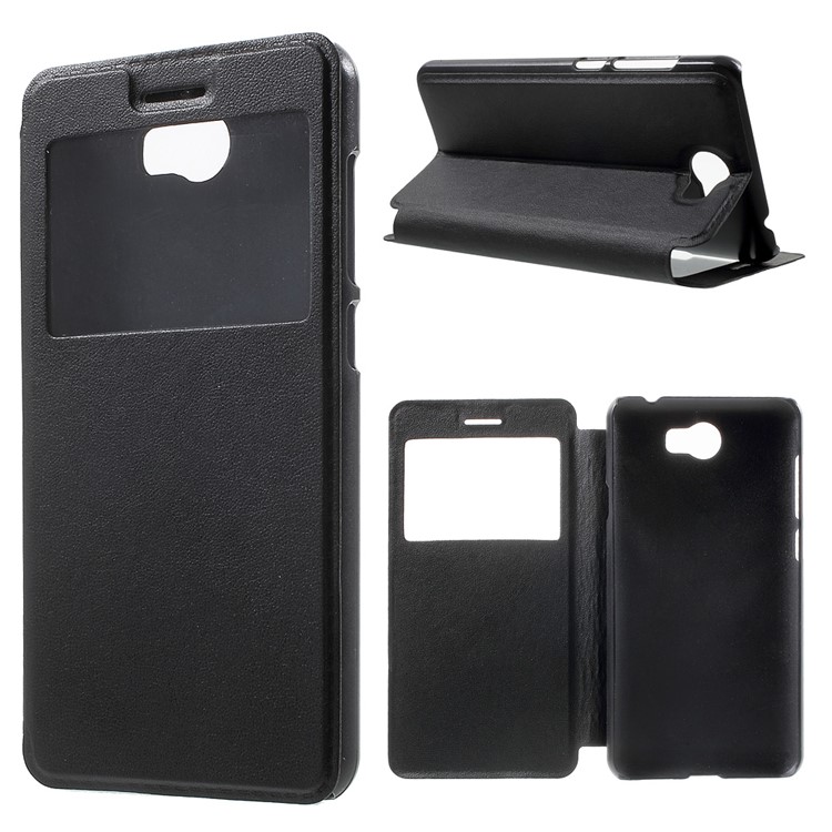 View Window Leather Case for Honor Y5II / Y5 II / Honor 5 - Black-1