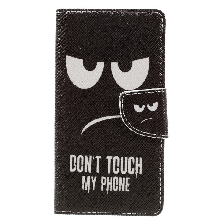 Patterned Leather Wallet Case for Huawei Honor 8 - Angry Face and Warning Words-3