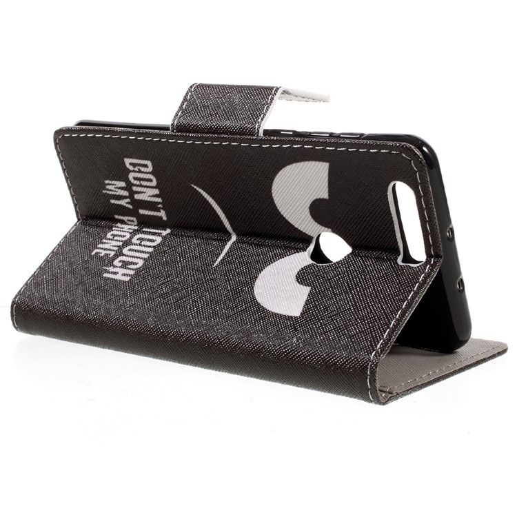 Patterned Leather Wallet Case for Huawei Honor 8 - Angry Face and Warning Words-5