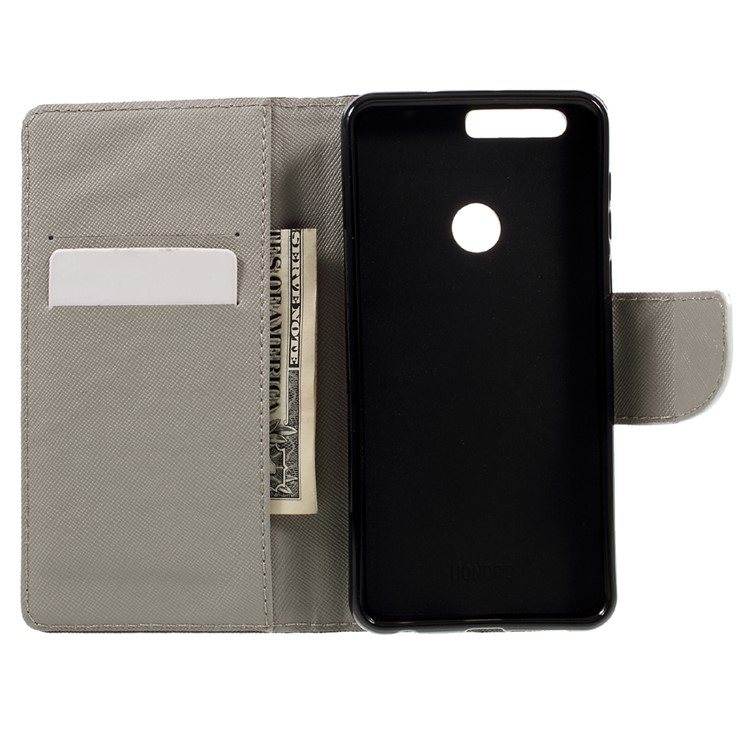 Patterned Leather Wallet Case for Huawei Honor 8 - Angry Face and Warning Words-6