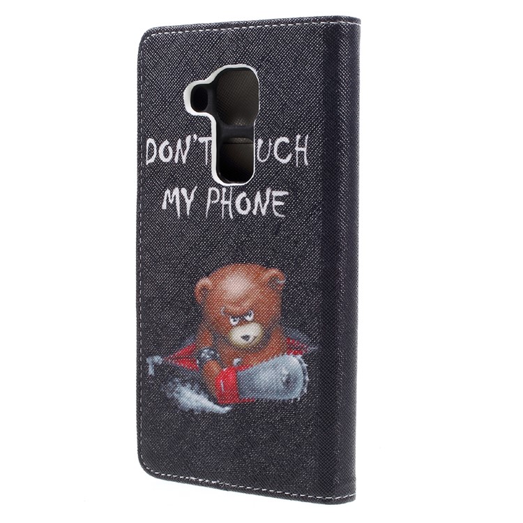 Patterned Leather Case for Huawei Nova Plus/G9 Plus/Maimang 5 - Warning Words and Cool Bear-2