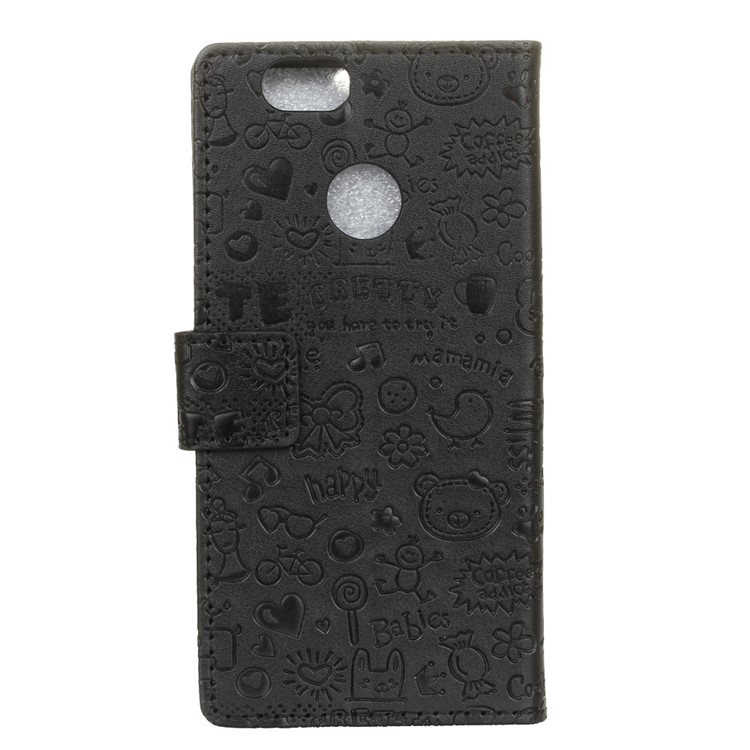 Cartoon Graffiti Leather Wallet Case for Huawei nova - Black-2
