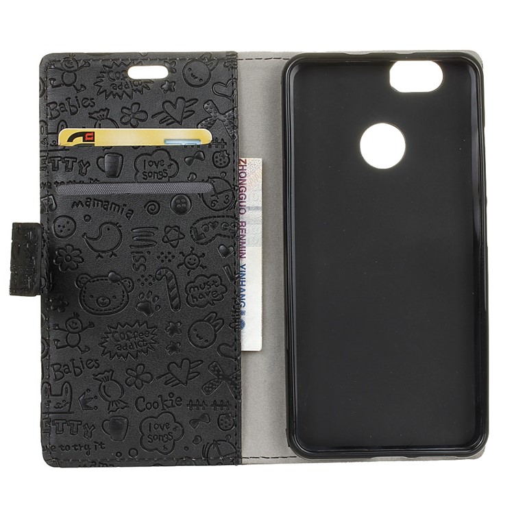 Cartoon Graffiti Leather Wallet Case for Huawei nova - Black-3