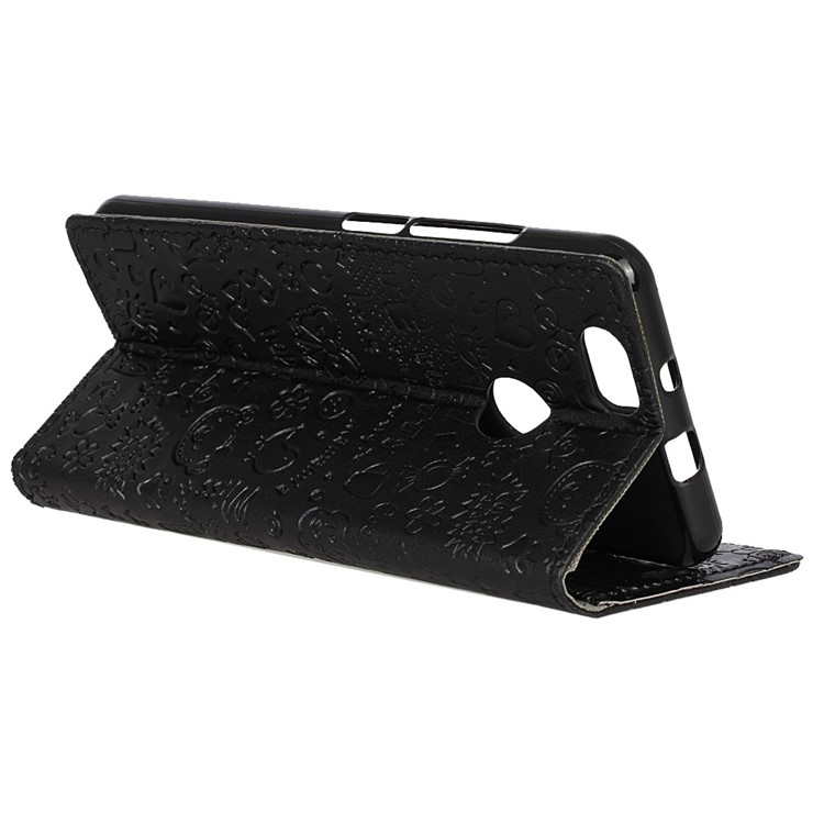 Cartoon Graffiti Leather Wallet Case for Huawei nova - Black-5